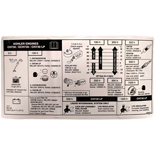 Miller 284008 Label Engine Maintenance Kohler Ch730/Ech730/Ch730 LLP
