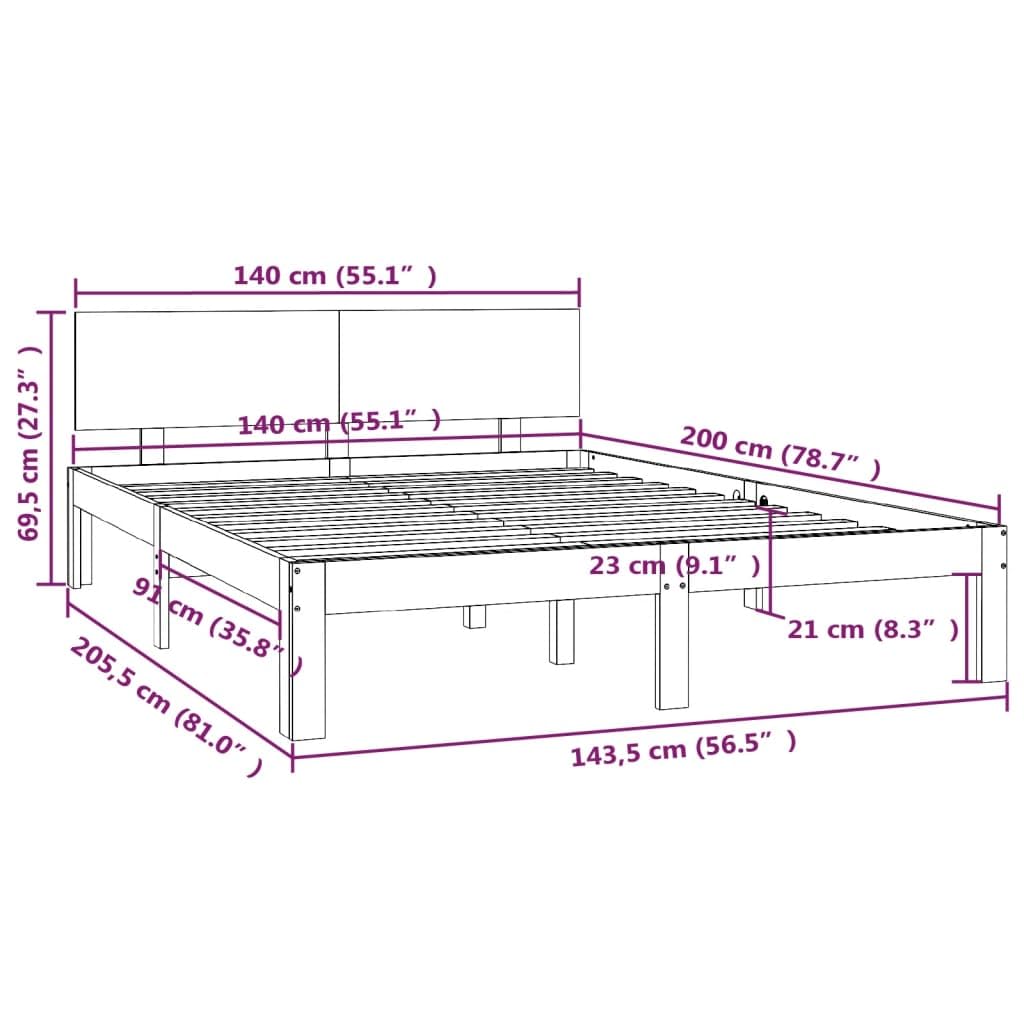 lite drewno sosnowe z zagłówkiem klasyczny 140x200 biały | Rama łóżka biała lite drewno sosnowe 140x200 cm nowoczesny zagłówek