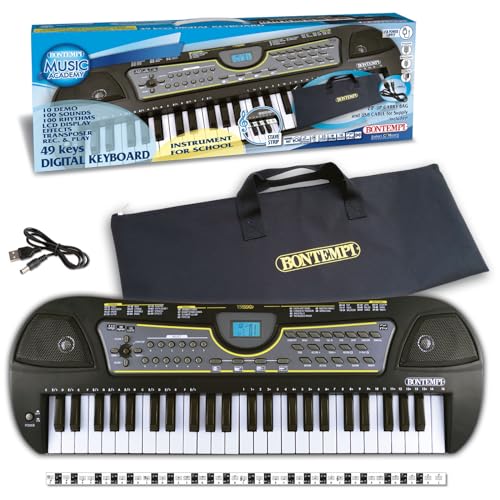 Bontempi 15 4909 School Digitales Keyboard. 49 Midi- Tasten C-C, Schwarz/Weiß