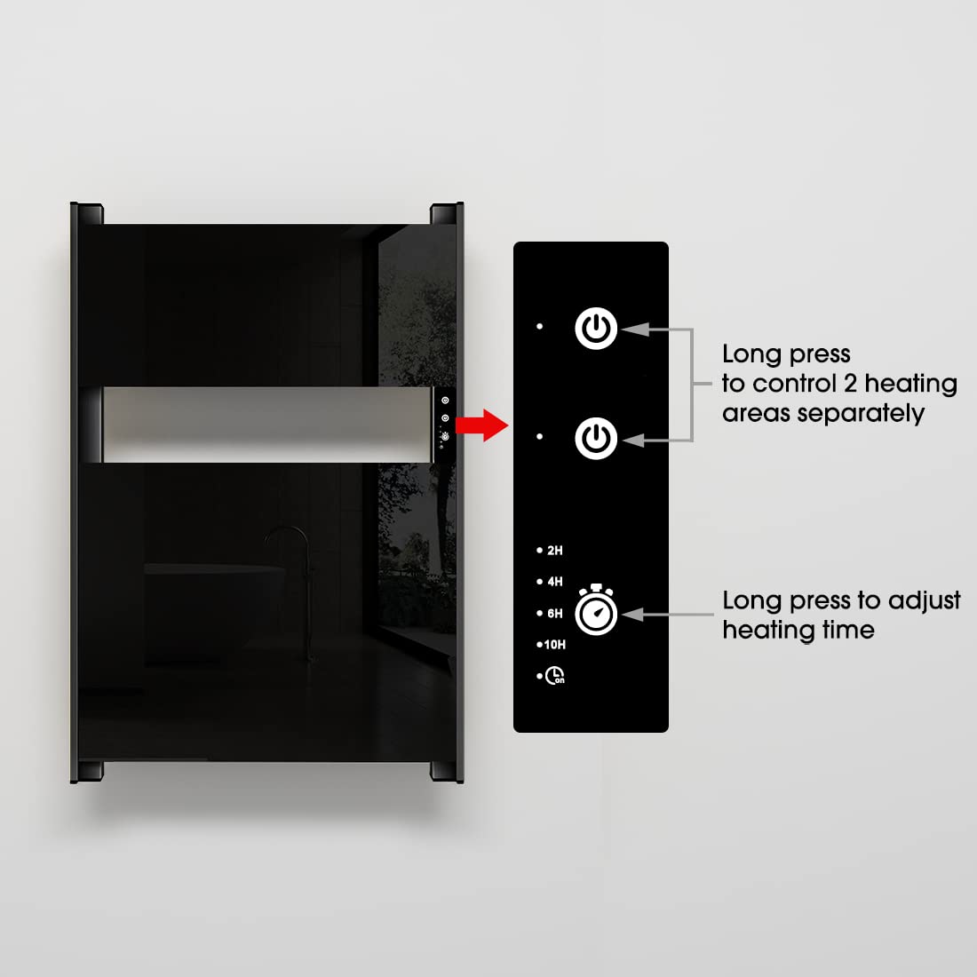 Amazon.com: Evokor Heated Towel Rack for Bathroom, Towel Warmer with Timer  Wall Mounted, Electric Towel Warmer, Bath Towel Heater with Black Tempered  Safty Glass, Graphene, Towel Drying Rack- 26.8 x18 inch(Black) :