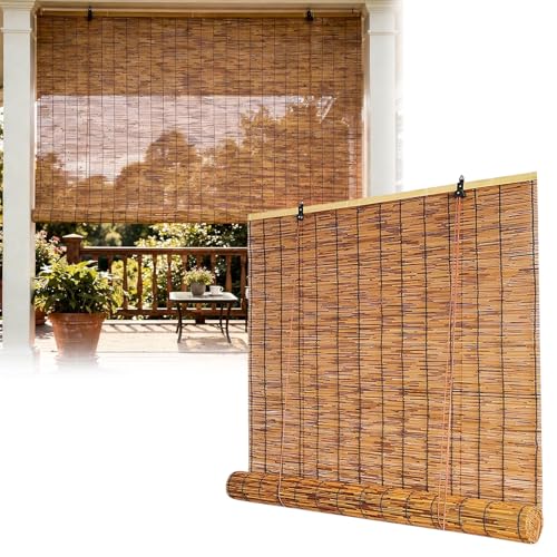 Store sans fil en bambou occultant et imperméable pour terrasse