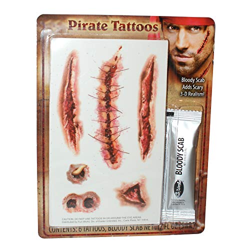 Connie N Randy Scary 3-D Pirate Tattoos with Bloody Scab