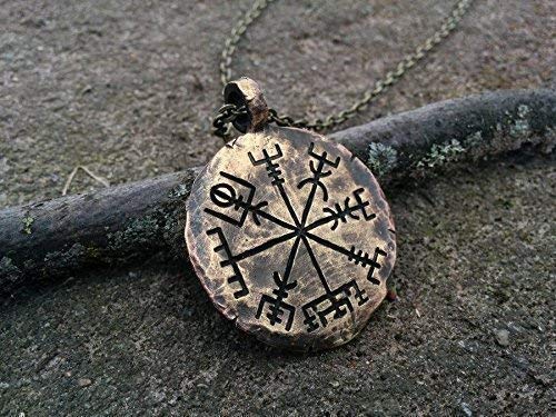Handcrafted Viking Compass Vegvisir Guiding Pendant Necklace Norse Jewelry Amulet