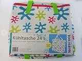 Mobicool praktische Kühltasche 24 Liter, platzsparend zusammenfaltbar, aus strapazierbarem Nylongewebe in Weiß mit bunten Mustern, ideal als Sommer- ,Strand & Freizeittasche (Weiß mit bunten Streifen)