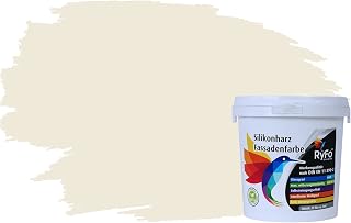 RyFo Colors Silikonharz Fassadenfarbe Lotuseffekt Trend Weißtöne Cremé 1l - bunte Fassadenfarbe, weitere Weiß Farbtöne und Größen erhältlich, Deckkraft Klasse 1