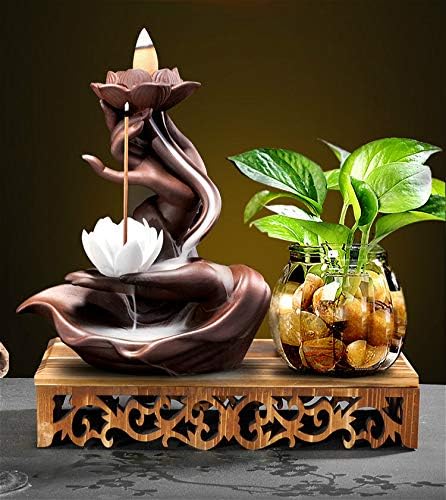 Bruciatore di incenso a cascata forma mano Buddha, porta con