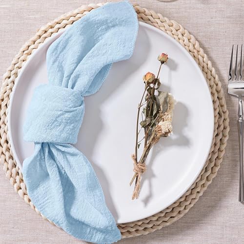Conjunto de 6 servilletas de Mesa de Verano en Lin -Washable a Granel para Fiesta de Bodas, Fiesta prenatal, Fiesta prenuptial, cumpleaños - 41.9 x 41.2 cmBlue,S