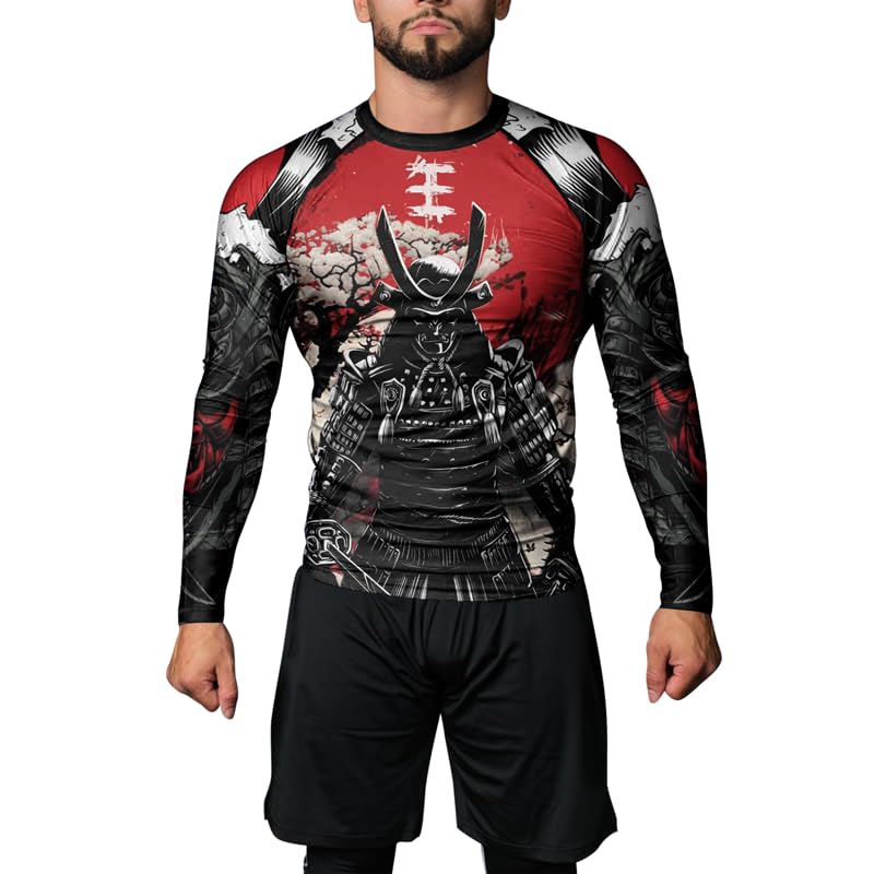 Samurai MMA Compression Rash Guard Shirt Men’s Long Sleeve Baselayer Skin Performance Shirts for BJJ Training4