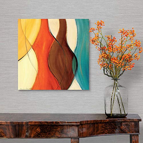 Coalescence Ii (Brown/Yellow/Teal) Canvas Wall Art Print, Artwork #TOP3