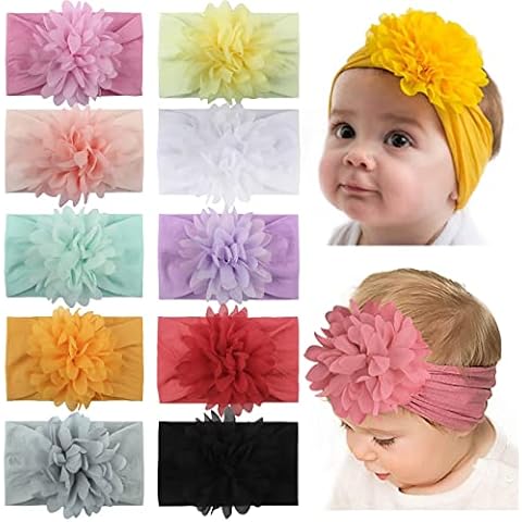 10 Uds. Diademas de nailon para niñas con flores Cover