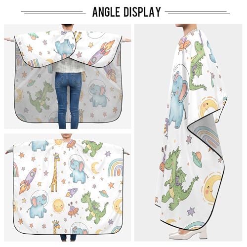 Burbuja Capa de Barbería Cute Animals, capa de corte de cabello con cuello ajustable, impermeable de poliéster para salón, unisex adultos miniatura 5