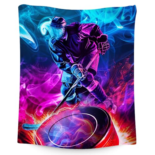 Hockey Blankets, Boys Blanket for Kids, Ice Hockey Gifts, Cozy Flannel Throw for Men & Adults, 50"x60"