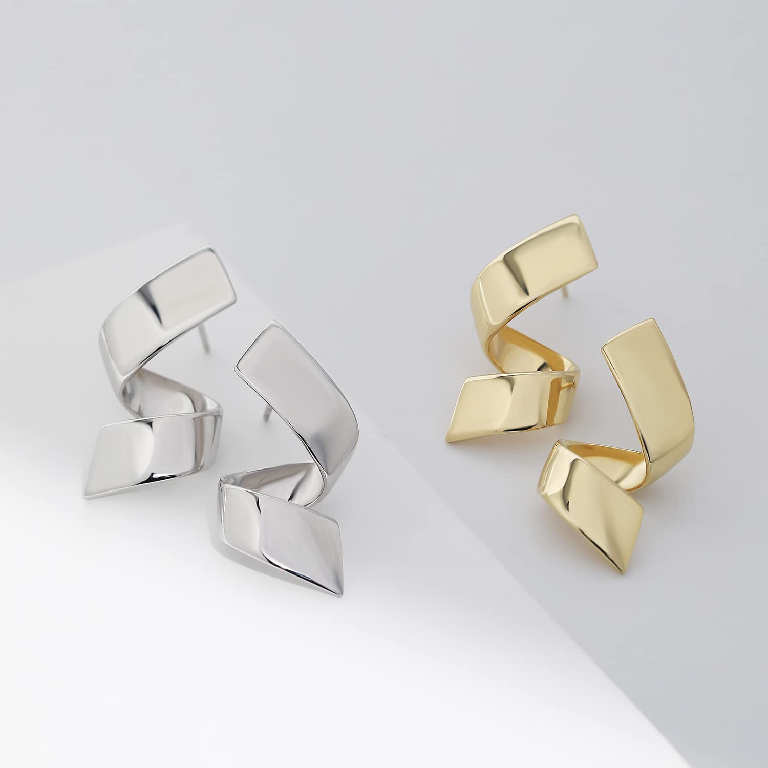 925 Orecchini a tortiglione in argento Sterling per donne Orecchini in oro Dainty fatti a mano Orecchini di Natale ipoallergenici Regalo per ragazze, Oro