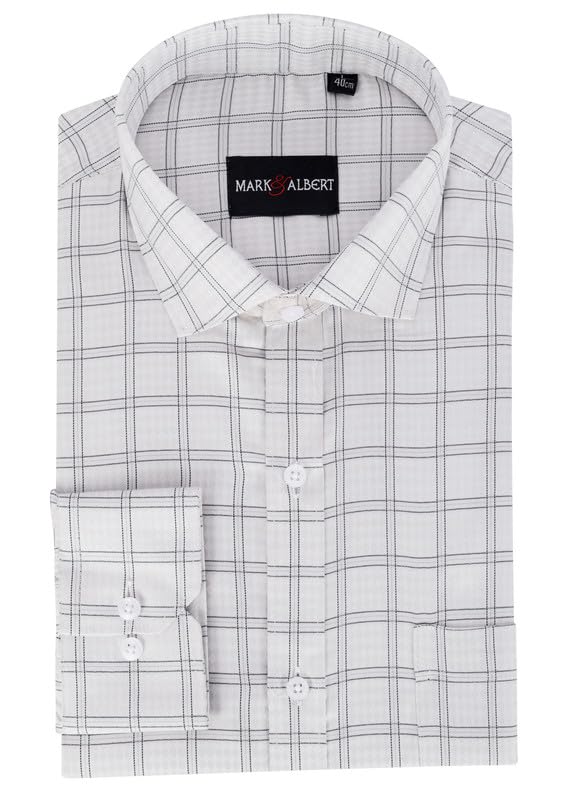 Image of MARK & ALBERT 100% Cotton Full Sleeves Regular Fit Formal Shirt for Men Blue