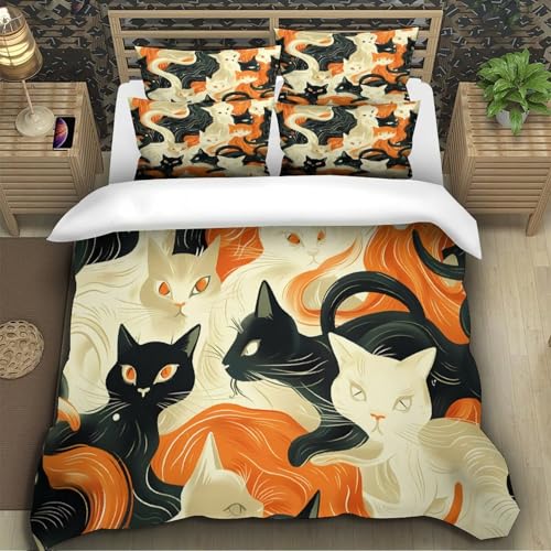 Parure de lit chat 3 pièces 220x240 parure de lit ultra douce 3D
