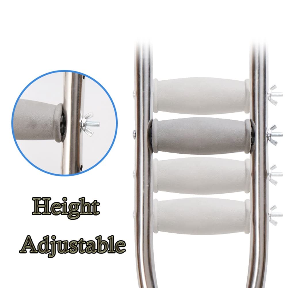 Muletas Regulables para Axilares, Muletas de Aluminio para Caminar, Muletas con Base de Cuatro Patas para Adultos, Ligeras y Antideslizantes (Color : Silver, Size : 1 Count)