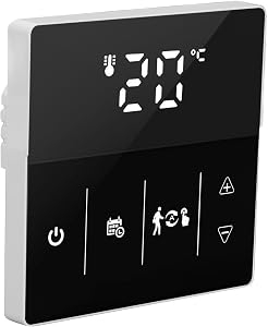 Estink Thermostat ABS Smart Thermostat 90 to 240V AC Touch Screen APP Voice to 95F Programmable Digital Display for Home Hotel Room (Black)