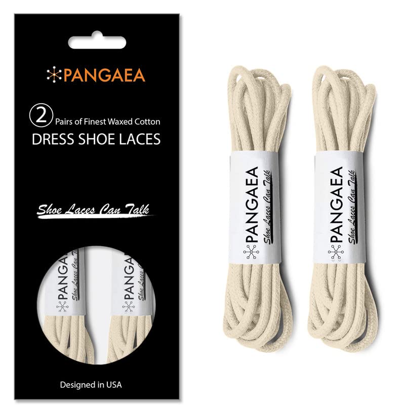 Image of [4 Laces] 2-Pair Pack Waxed Round Oxford Shoe Laces for Dress Shoes Chukka 3 /32Inch Thin