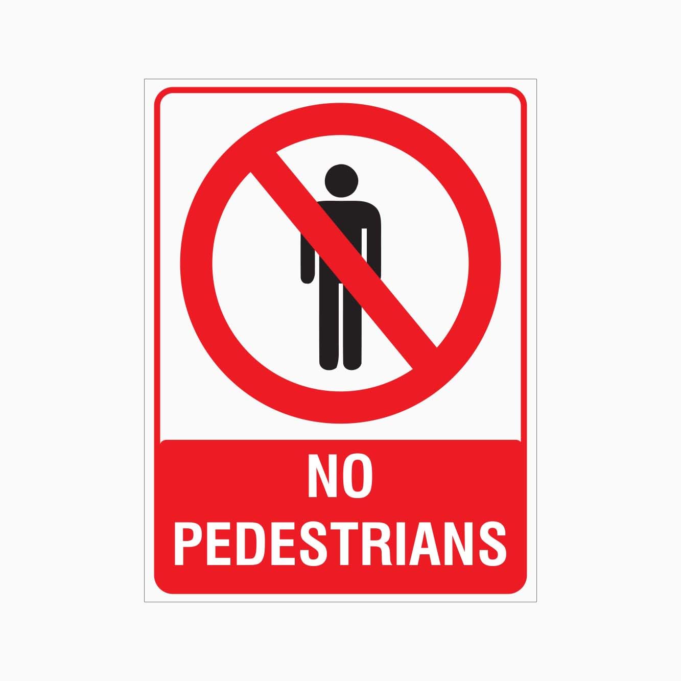 NO PEDESTRIANS Sign, 12x8 Metal Tin Sign, pedestrian prohibition for forklift lanes and vehicle operating areas.