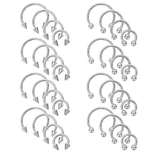 Yolev 32 Stück Hufeisenringe Chirurgenstahl 16G...