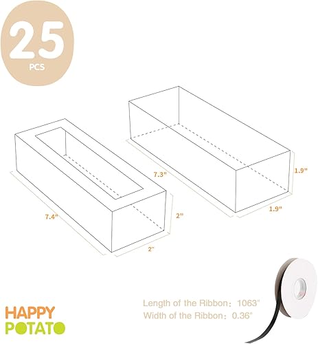 Miniatura 10 de HAPPY POTATO Paquete de 25 cajas de macarrones para 6, 7.2 x 1.9 x 1.9 pulgadas, cajas de embalaje de macarrones, cajas de macarrón rosa con ventana