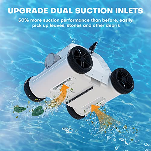Ofuzzi Day - Cyber 1000 Cordless Robotic Pool Cleaner, Max.95 Mins Runtime, 2.5H Fast Charge, Auto-Dock Pool Vacuum For Above/In-Ground Pools Up To 40 Feet Of Flat Bottom (White) #TOP5