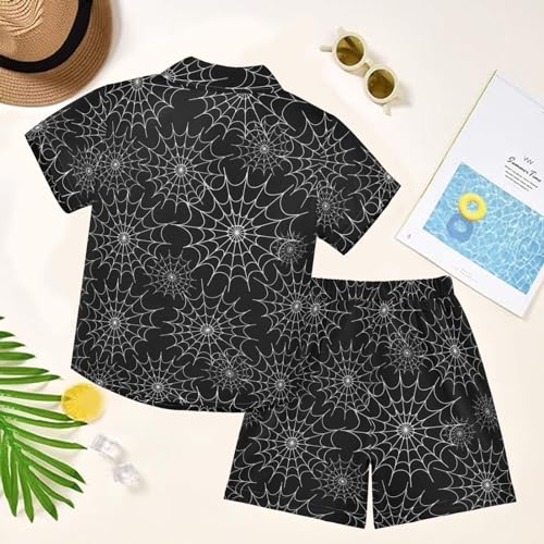 Image of visesunny Funny Boy's 2 Pieces Shirt and Short Set Casual Shirts Short Sleeve Beach Shorts Summer Outfits for 3-10 Years Kids
