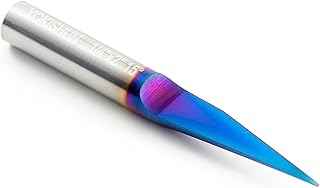 15 Degree Engraving Bits 0.005 Tip with 1/4 Shank Nano Blue Coat Solid Carbide V Groove Router Bit for Signmaking Carving