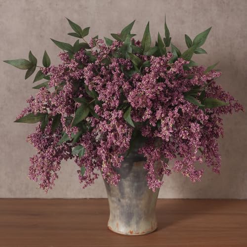 Juxdp 6 Pcs 17 Artificial Nandina Berry Stem Faux Berry Spray(Dusty Plum)