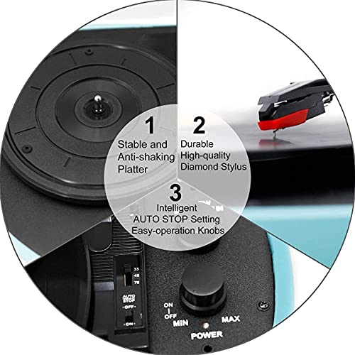 TAISK Tourne-Disque USB Bluetooth avec Haut-parleurs stéréo, Tourne-Disque 3 Vitesses avec Lecture et Codage USB, entrée… - Les Beatles, Paul McCartney, John Lennon, RIngo Starr, George Harrison TAISK Tourne-Disque USB Bluetooth avec Haut-parleurs stéréo, Tourne-Disque 3 Vitesses avec Lecture et Codage USB, entrée… – Image 3