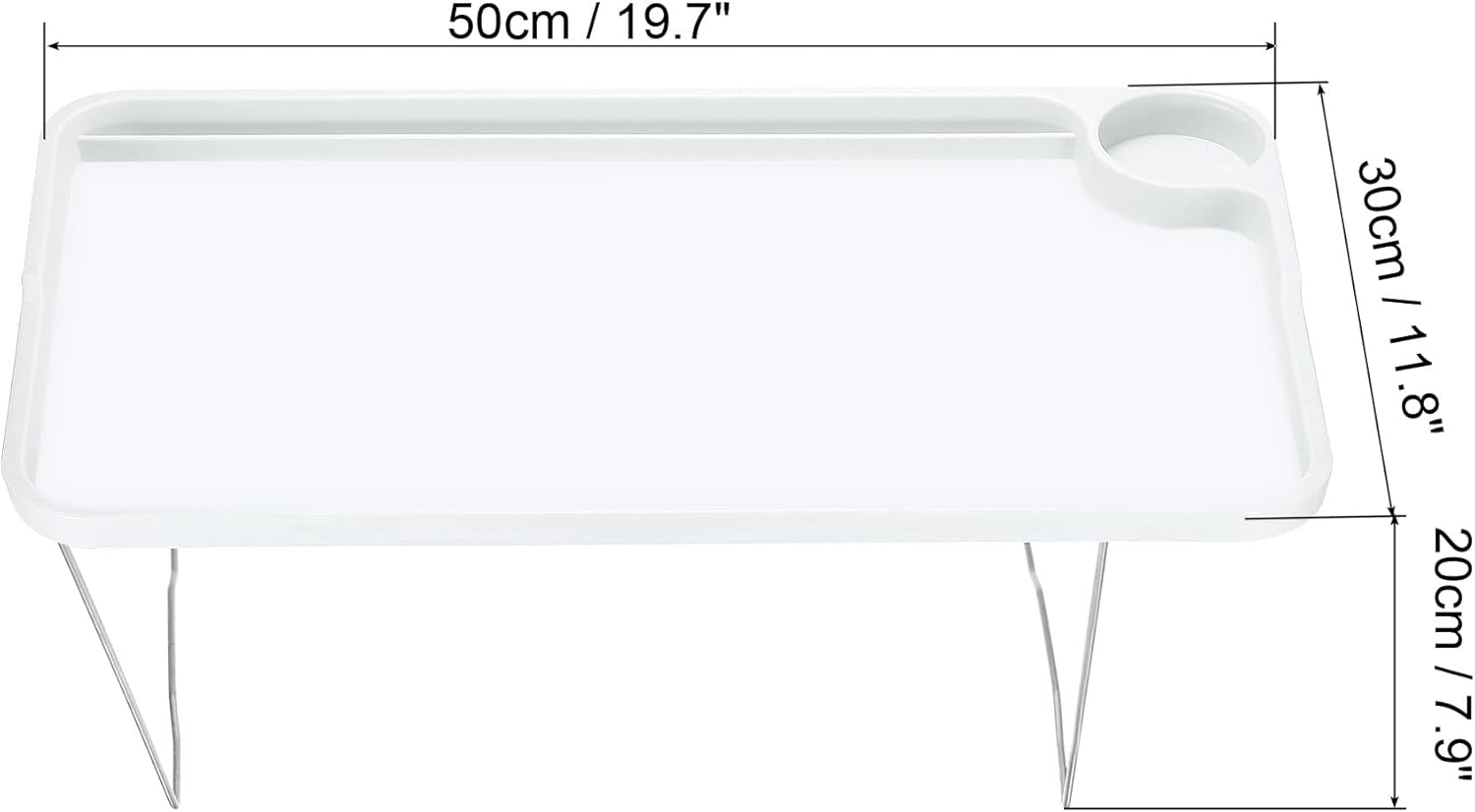 PATIKIL Breakfast Tray Table, 2 Pack Bed Trays with Folding Legs Reusable Serving Platter Laptop Snack Desk for Eating, White