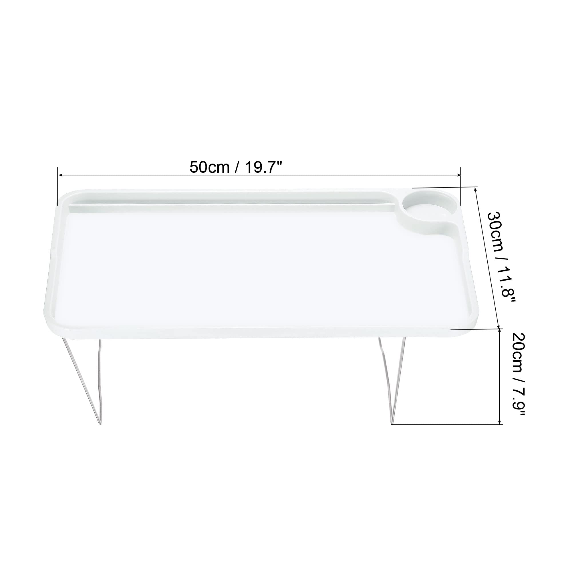 PATIKIL Breakfast Tray Table, 2 Pack Bed Trays with Folding Legs Reusable Serving Platter Laptop Snack Desk for Eating, White