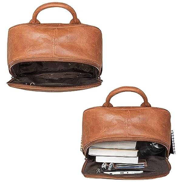 STILORD 'Erika' Leren Rugzak Kleine Dames Heren Leren Tas City Daypack Vintage Backpack Handbagage Rugzak Unisex Genuine Leather, Kleur:andorra - bruin