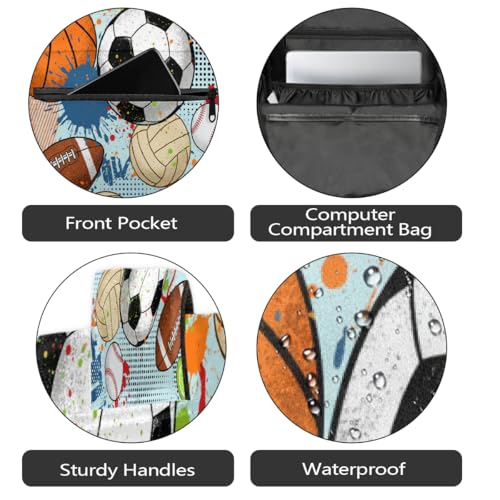 Mochila para laptop ligera con estampado de fútbol y gran capacidad 5