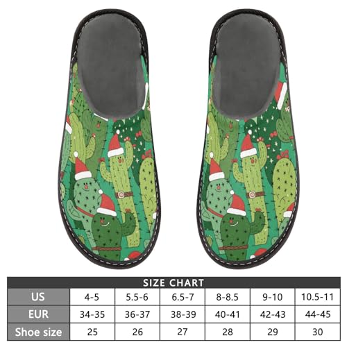 Slippers for Women Cactus Pattern with Christmas Hats Soft Fuzzy Women's Slippers Indoor and Outdoor Shoes3
