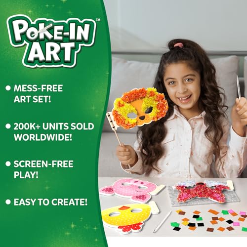 Image of Skillmatics Poke-in Art Animal Masks, Mess Free Fun for Kids, Wooden Craft Kits, Creative Activities, Gifts for Girls Boys Age 4 5 6 7 8 9