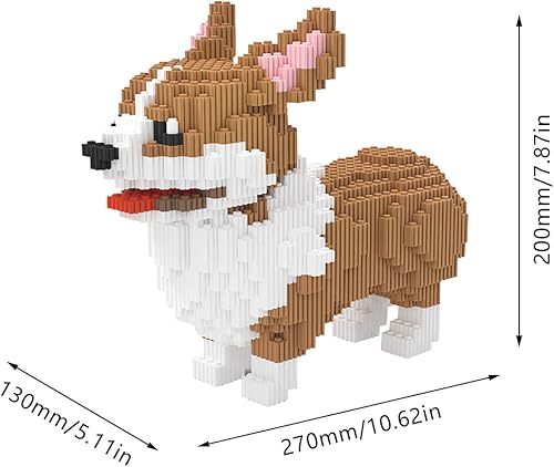 Miniatura 2 de Mini bloques de construcción Larcele de perros, ladrillos de juguete para construir mascotas, 950 piezas KLJM-02, Gran Corgi