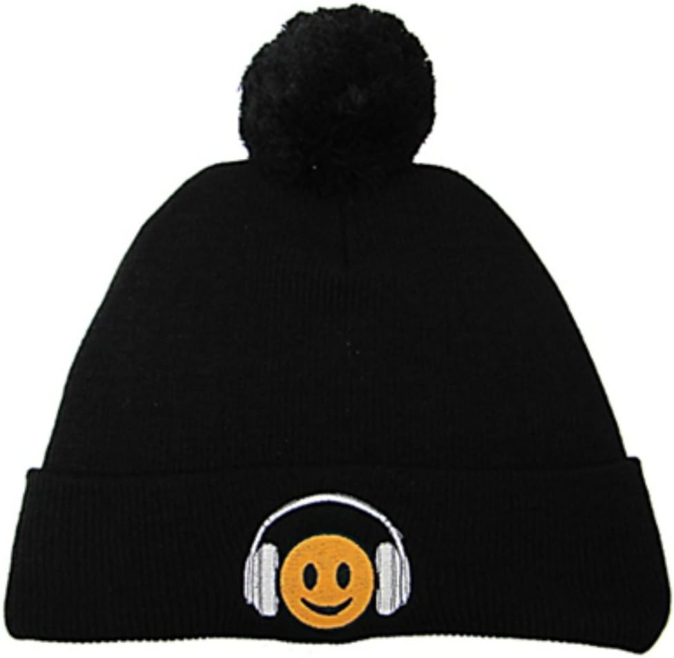Emoji Headphones Pom Pom Beanie