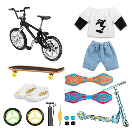 Namvo Mini-Finger-Skateboard-Set, Mini-Finger-Bike, Finger-Scooter, Fingerhose, Trolley, Scooter-Zubehör, kreatives Geschenk für Skateboard-Enthusiasten