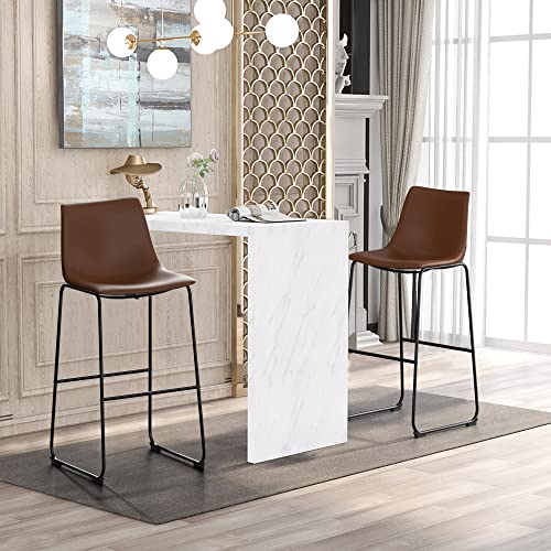 Nicbex Retro Bar Stools Crazy-Horse Leather With Metal Legs Barstools, Lounge Kitchen Island Bar Stools, Set Of 2, (Walnut Color) (A-Ge17021-Ussu014) #TOP1