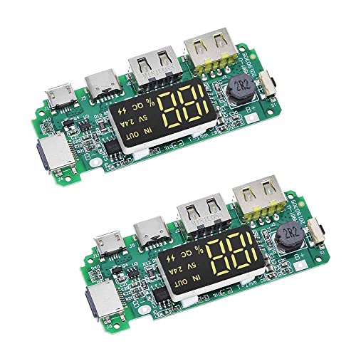 Rakstore LED fAUSB 5V 2.4A Micro/Type-C USB oCoCp[oN 18650[dW[ `Eobe[[d{[h Hی