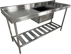 Pia Industrial Aço Inox 150cm X 60cm X 90cm + Cuba 50x40x30