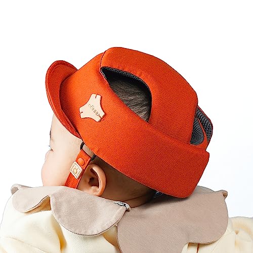 COMMU Baby Helmet for Crawling Walking Baby Head Protector(Carrot Orange) - Toddler, Infant Baby Safety Headguard, Air-Mesh Ventilation, Ultra-Lightweight, Stable Support Y-Structure
