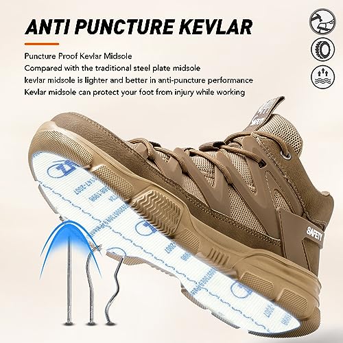 Asiman Steel Toe Shoes for Men Women Indestructible Lightweight Comfortable Safety Work Shoes Slip-Resistant Composite Toe Construction Boots3