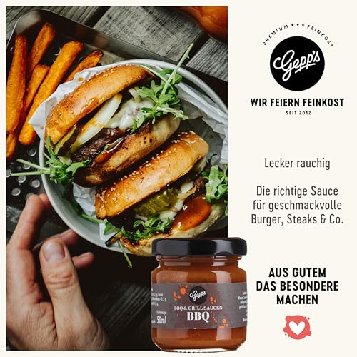 Gepp’s Feinkost Wundertüte Mini Grillstation I Grill-Geschenke für Männer mit BBQ Grillsauce, Whsikey Pfeffer Sauce & Knoblauch Chili Sauce I Grillgewürze Geschenkset