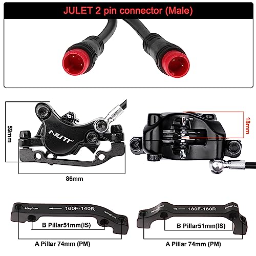 Ruizd Ebike Hydraulic Brakes 2 Pistons Power-Off Hydraulic Disc Brake Caliper Lever With 2Pcs 180Mm Rotor For Ebike(Included Mounting Adapter)… #TOP2