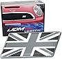 iJDMTOY Black/White Union Jack Flag Emblem Badge with L Shaped Mounting Bracket Fit Car Front Grille Compatible With Britain Vehicles such as MINI, Jaguar, Land Rover, etc