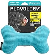 Playology Plush Squeaky Bone | Engaging All Natural Peanut Butter Scented Plush Dog Toy with Inte...