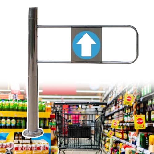 Puerta oscilante universal de metal para entrada de mercado y biblioteca, puerta automática unidireccional de 90 x 97 cm, acabado plateado, perfecta para fábricas y zonas públicas.