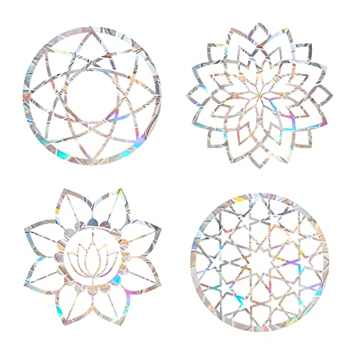 EACILLES Mandala Static Window Clings - Anti Collision Decals for Bird Strikes, Glass Awareness, Set of 8